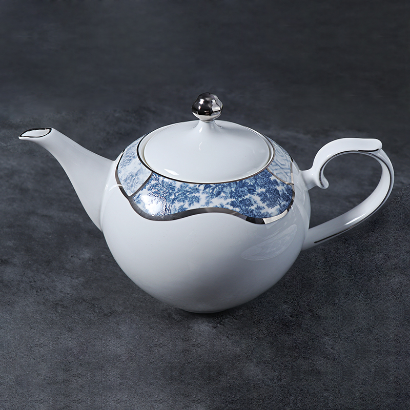Nordic Bone China Porcelain Blue and White Teapot