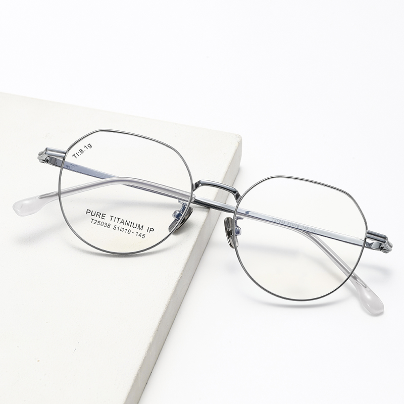 High Quality Optical Light Weight Pure Titanium Frame Prescription Glasses Geometric Eyeglasses Beta Titanium Optical Glasses Metal Eyewear Glasses