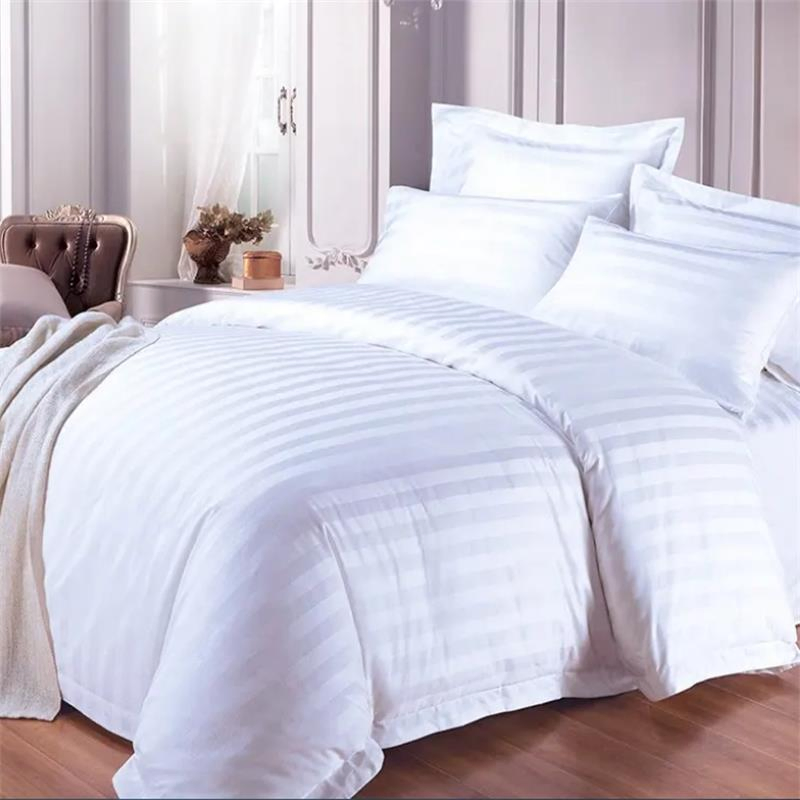 Cotton Striped Bed Sheet with 2 Pillow Covers Set 400 Tc for Hotel Bedding