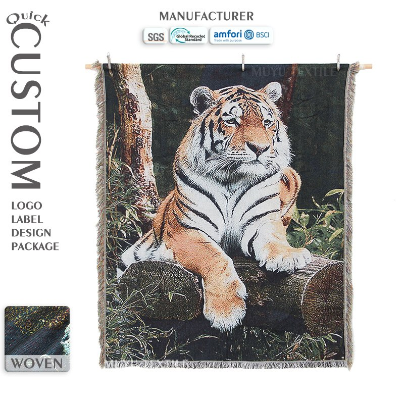 Low MOQ Custom Design Woven Tapestry Blanket with Custom Tapestry Jacquard Blanket for Various Uses