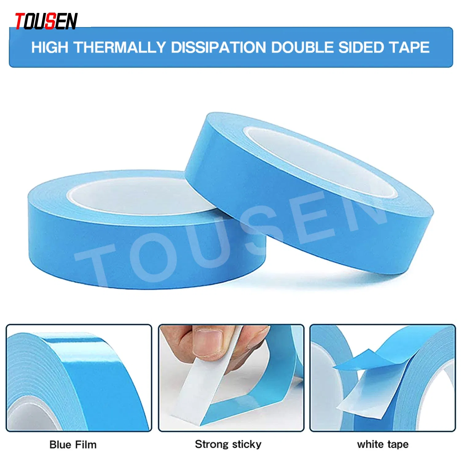 Die Cutting Blue Film White Thermally Conductive Double Side Tape for Computer