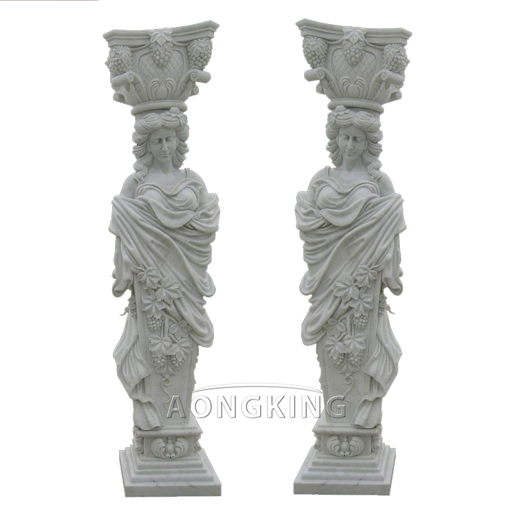 Yellow Marble Sculpture Pillar Luxury Column for Villa Decoration