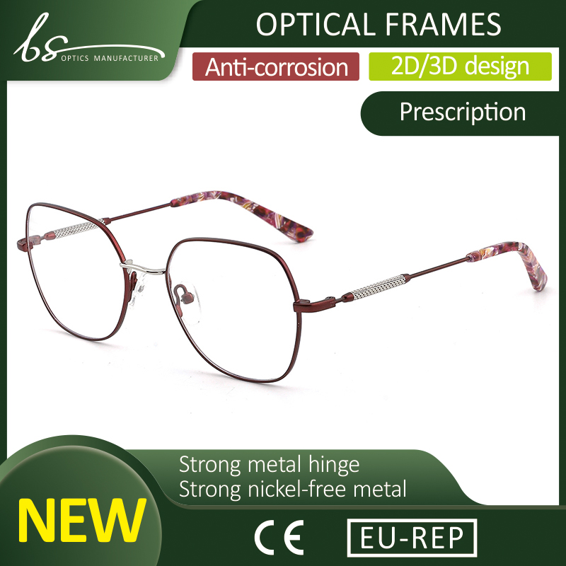 New Arrival Super Slim Thin Lightweight High Quality Geometric Metal Acetate Designer Fashion Eyewear for Women Men