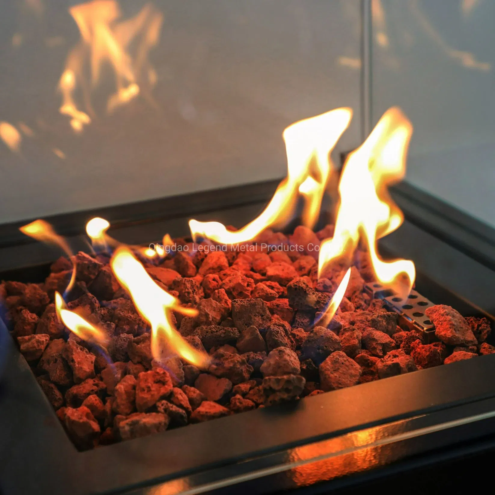 Movable Outdoor Gas Fireplace with Lava Rock by LPG Muztag 500b