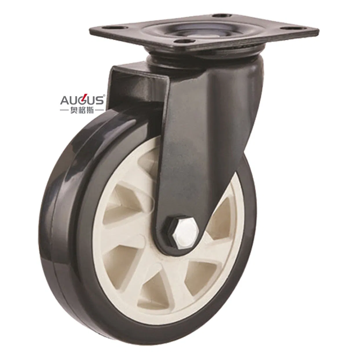 100-150mm Black PU Wheel Screw Trolley Medium Heavy Duty Caster Wheel