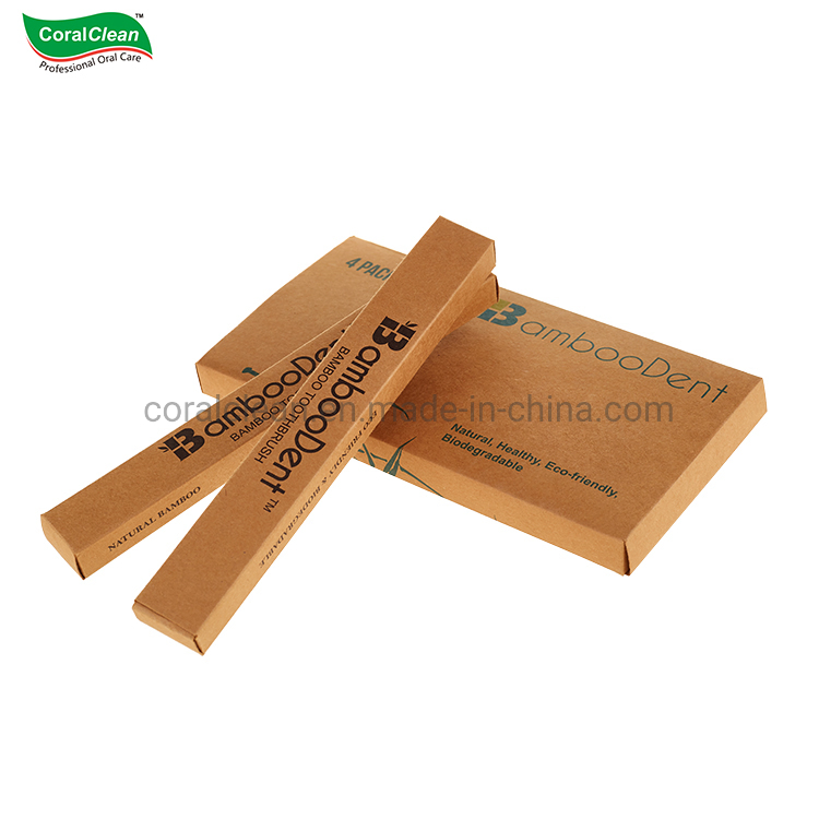 Wholesale Biodegradable Eco-Friendly Bamboo Toothbrush 4 Pack Set for Hotel and Travel