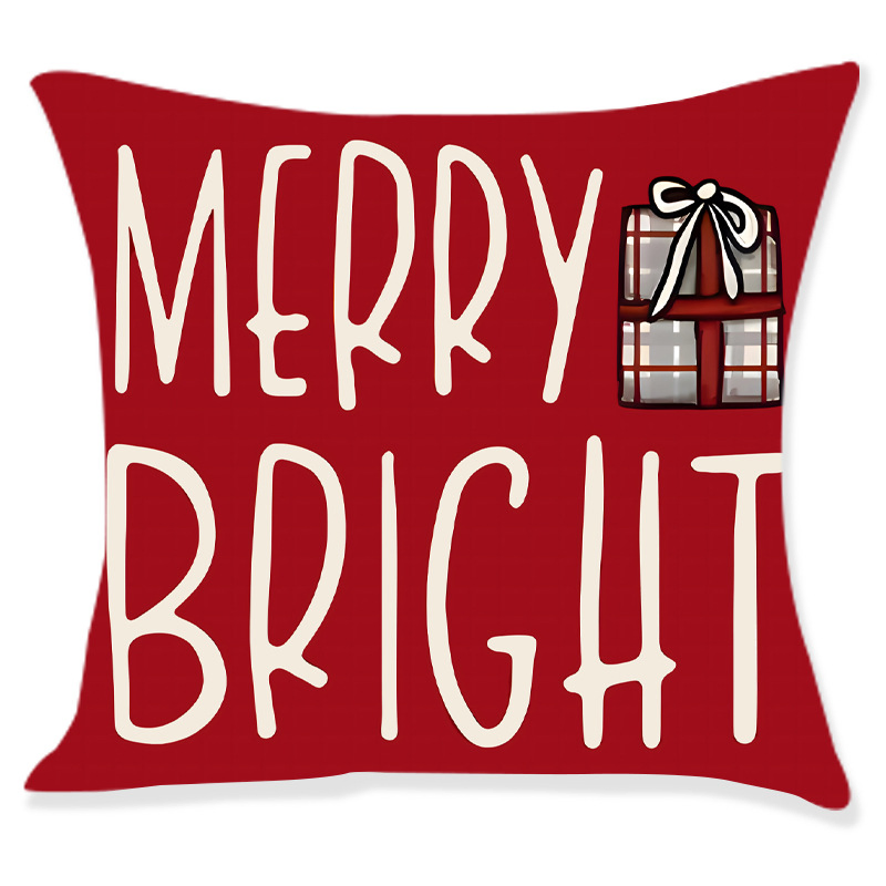 Linen Cushion Covers Printed Santa Claus Pillowcase Decorative Square Pillow Covers for Christmas