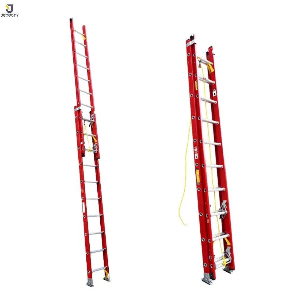Customisation Fiberglass Extension Ladder FRP Ladder 24FT 28FT 32FT 36FT 40FT for Construction Sites and Electrical Maintenance
