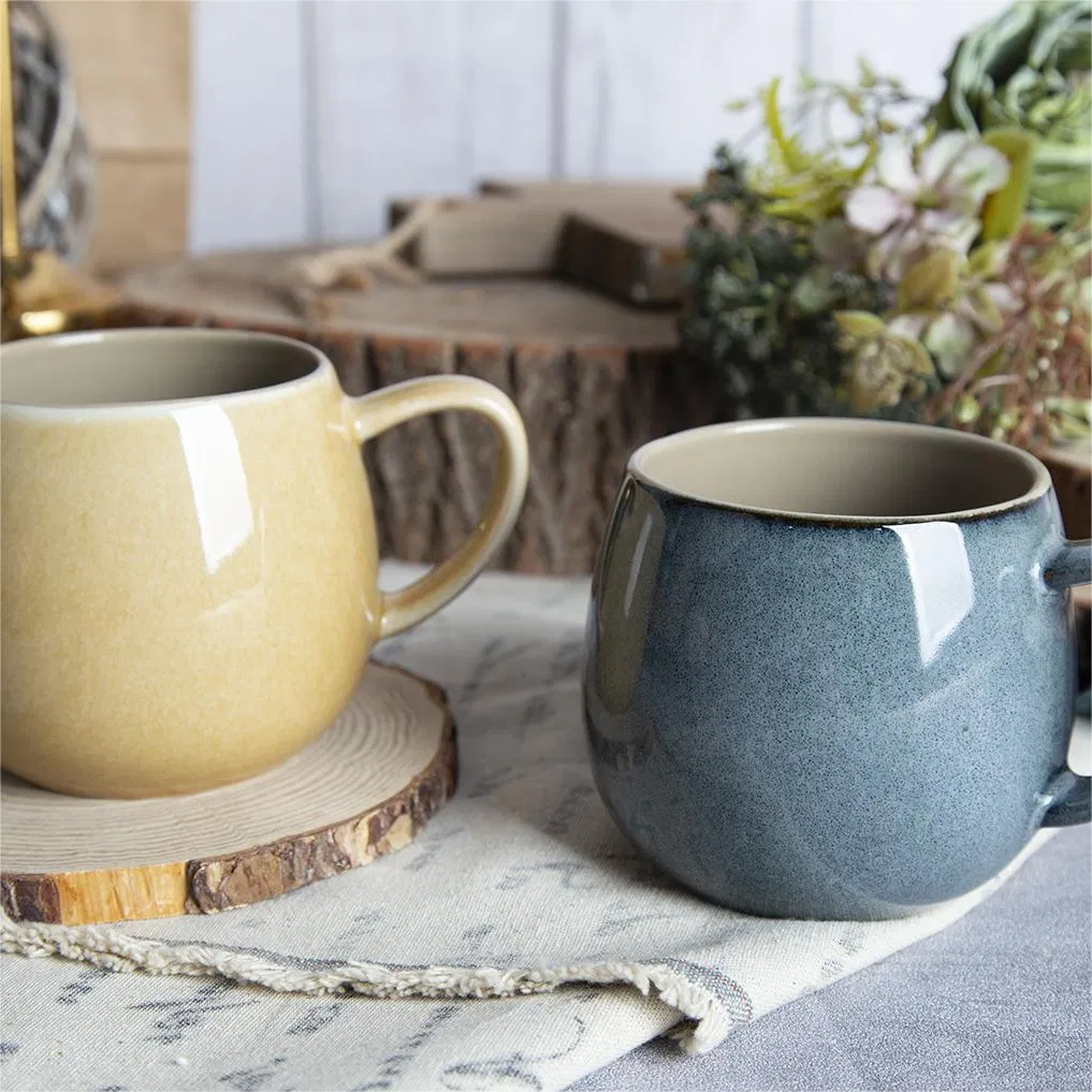 Customized Eco-Friendly New Design High-Quality Wholesale Round Unique Elegant Cup Mug with Reactive Glazed Nordic Ceramic Coffee Mug for Promotional Gift Mug