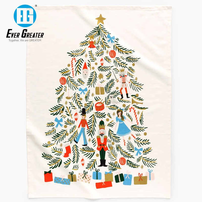 Perfect Holiday Decor and Gifts High Quality Custom Cotton Kitchen Towel Set Christmas Kitchen Towels