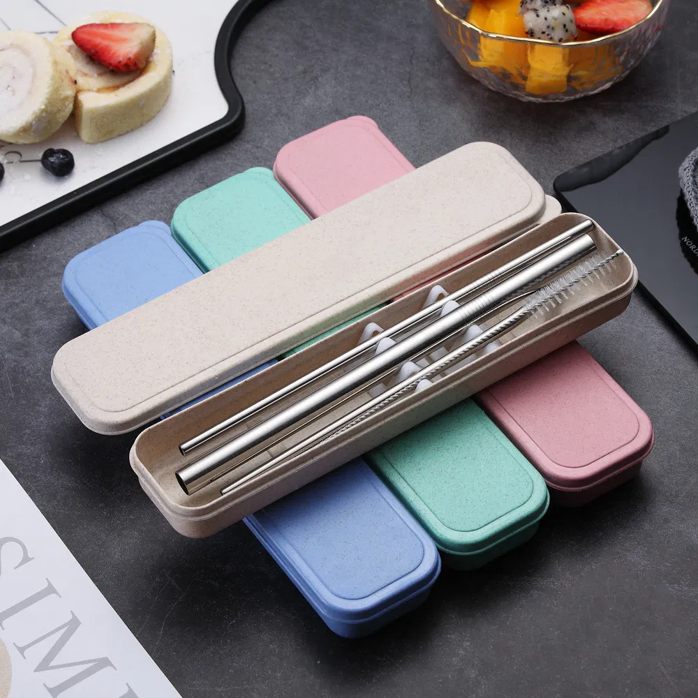 Stainless Steel Drinking Straw Sets with Case Customize Reusable 5PCS Drinkware Set