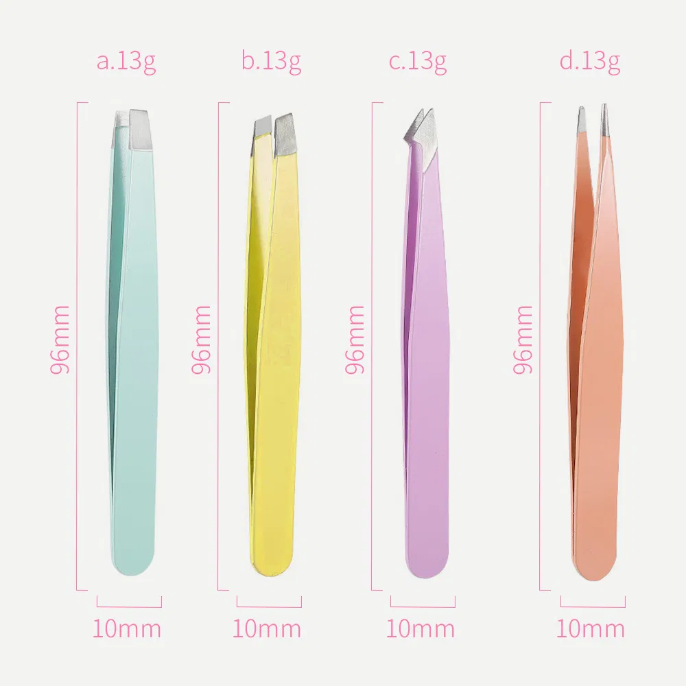 Wholesale Slanted Pointed Fake Eyelash Custom Tool Stainless Steel Squared Lash Eyebrow Tweezers
