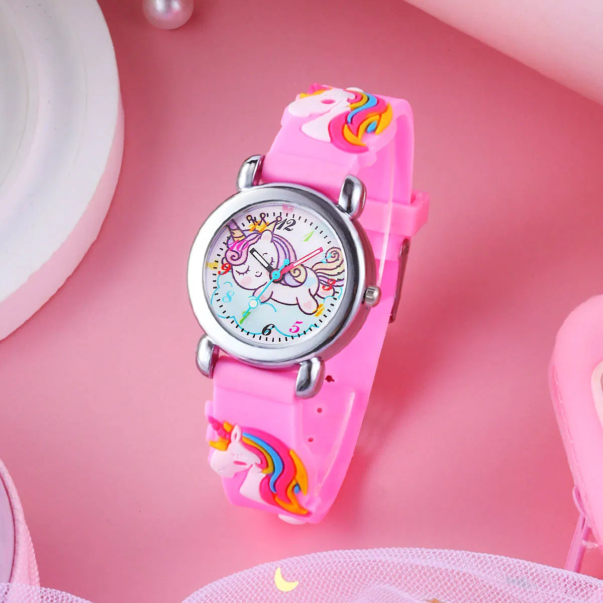 Cute Cartoon Watches Unicorn Bright Colors Pink