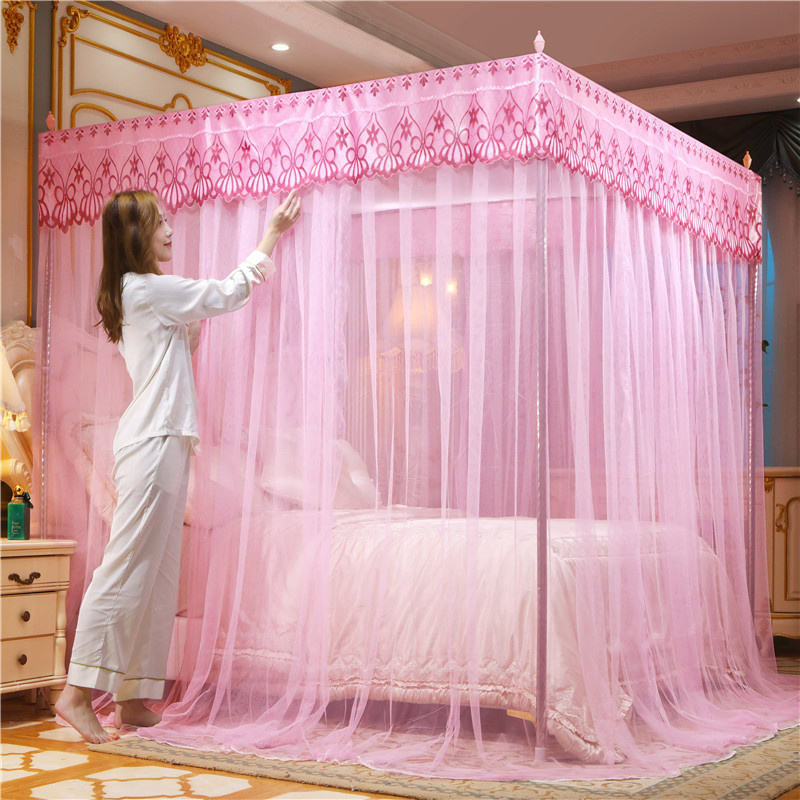 King Queen Size Bed Square Shape Mosquito Net Mosquitero Princess Style Lace Canopy Mesh Indoor Net