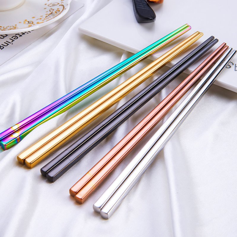 Reusable Durable Square Stainless Steel Brass Printed Wedding Chopsticks