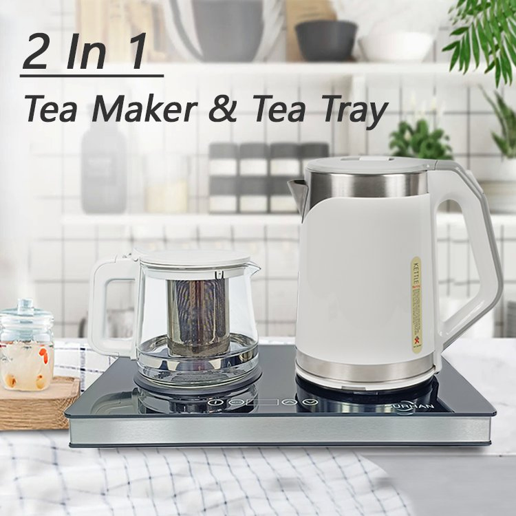 2 in 1 Turkish Tea Maker Electric Tea Pot Set Home Appliances 2.0 L Water Kettle Cordless Jug