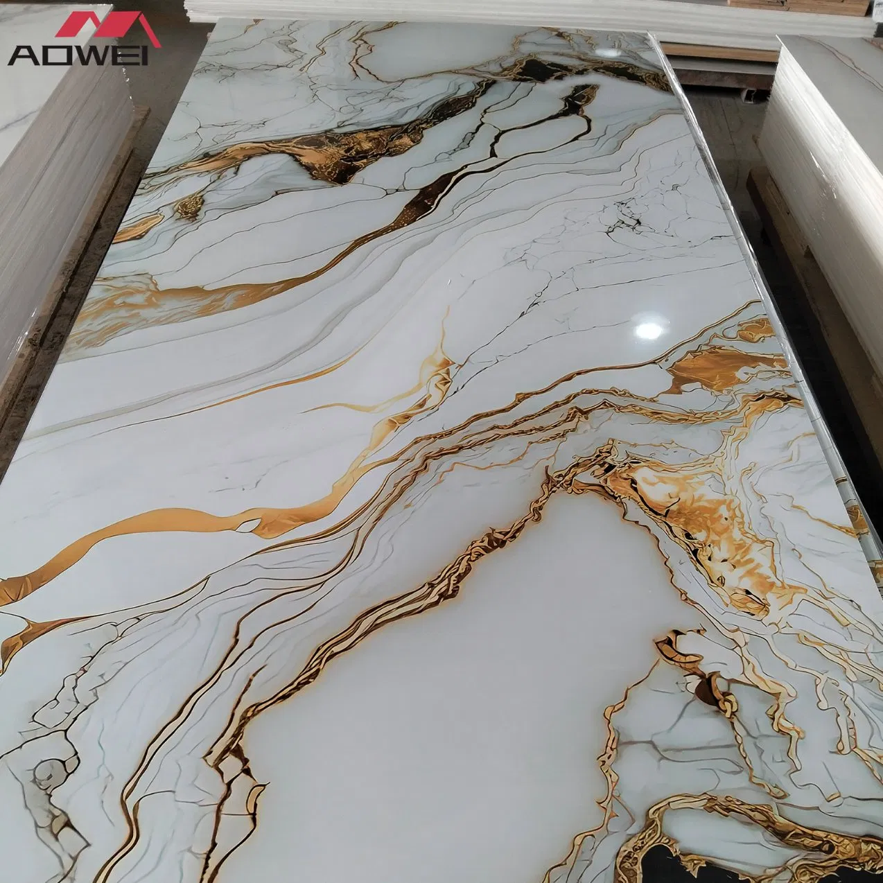 Decoration UV Coated 3D Marble Plastic Faux Pet WPC PVC Wall Panel for Living Room