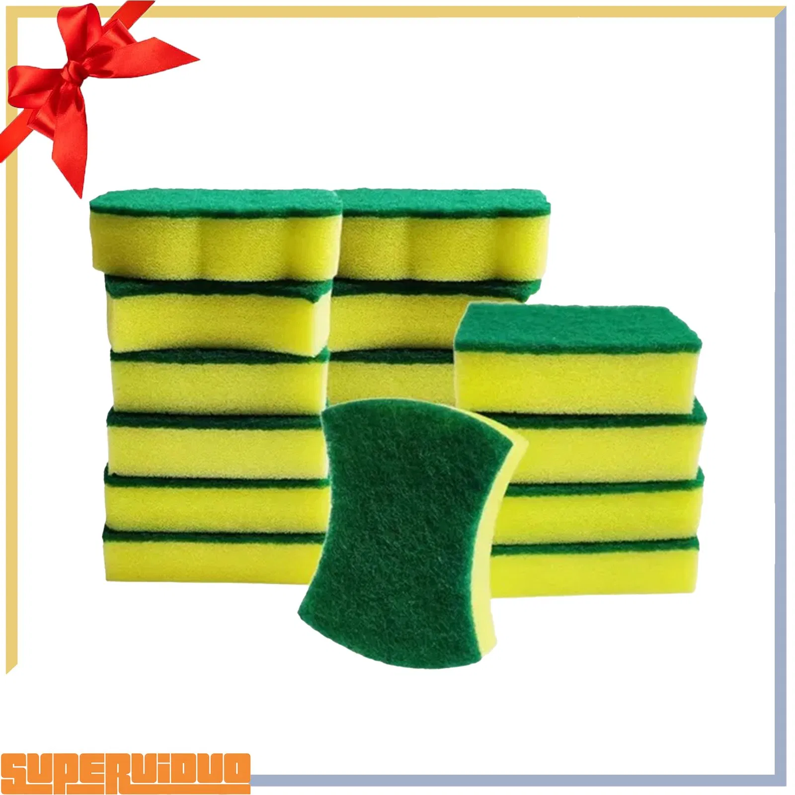 2026 New Ergonomic Waist-Shaped High Density Soft Foam Pot Scrubber Kitchen Sponge