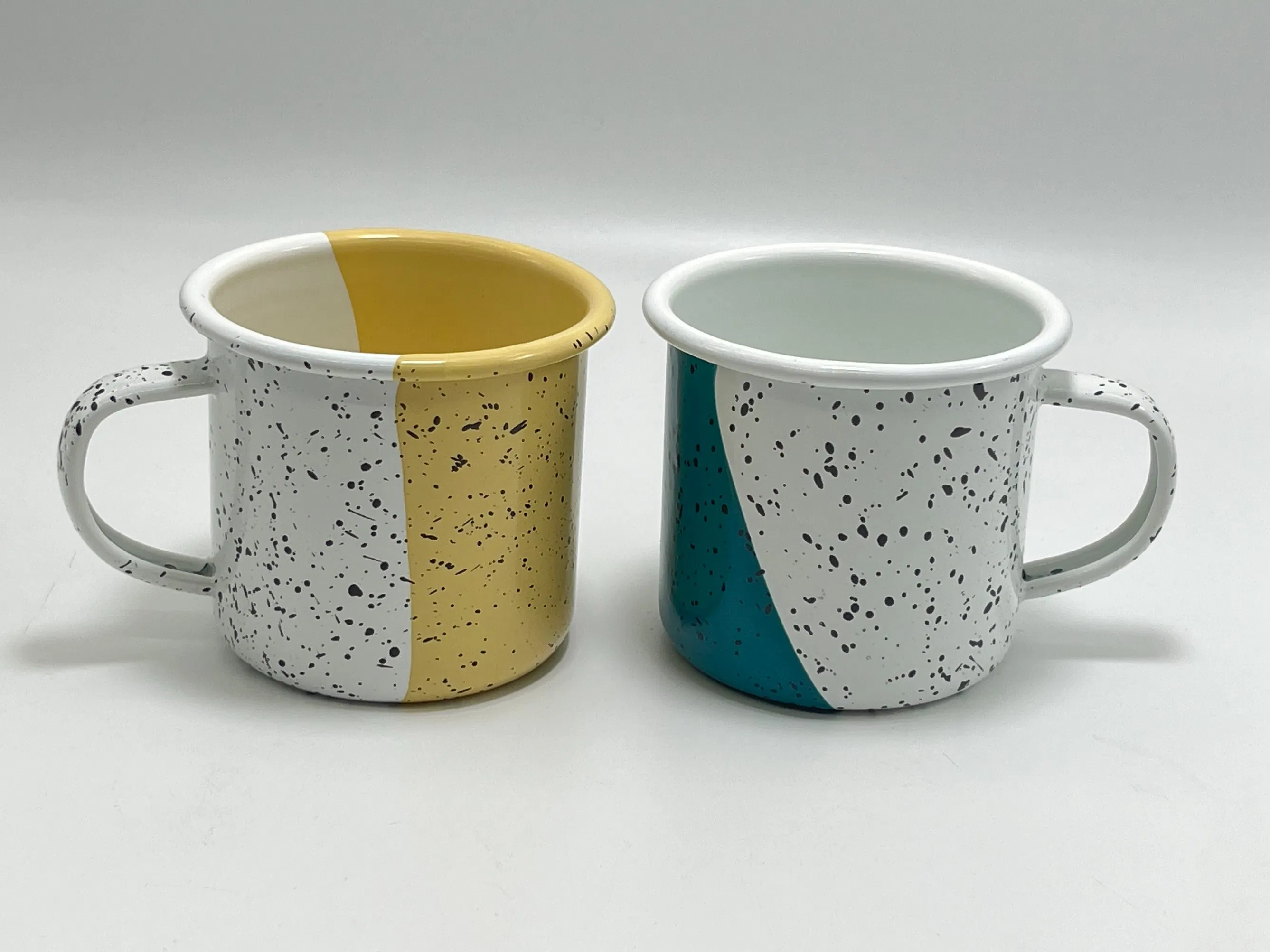 Enamel Plate Bowl Mug Set Dinnerware Set Marble Speckle Coating