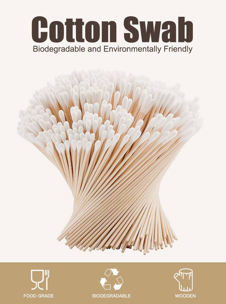 Natural Biodegradable Bamboo Cotton Swabs 200PCS Eco-Friendly Natural Cotton Buds Premium and Organic Multi Use Makeup Removal Earwax Removal