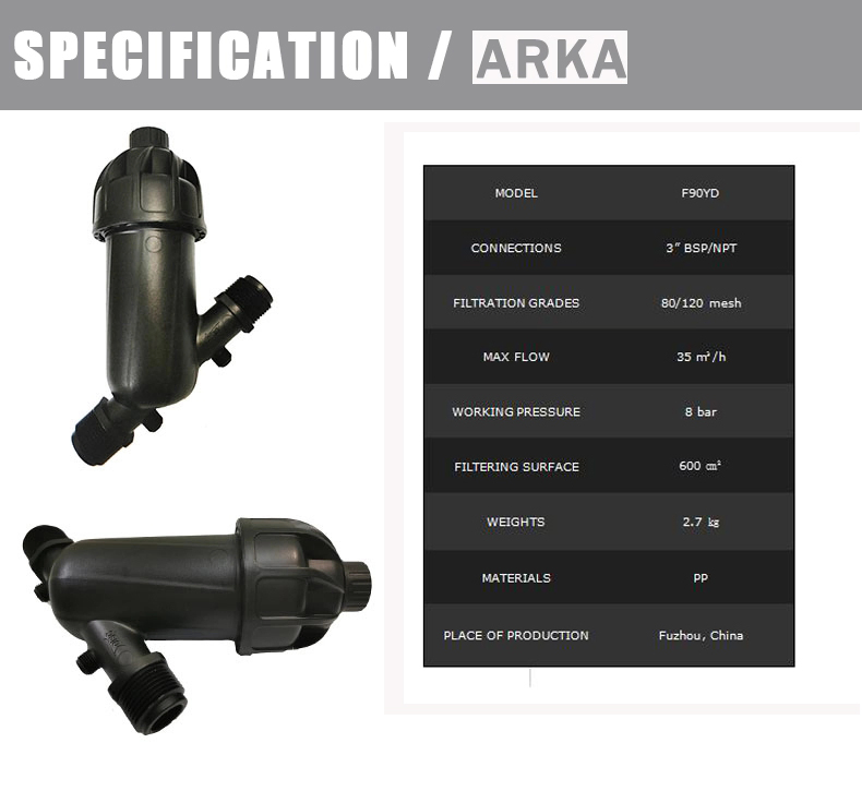 3" Y Type Plastic Disc Filter for Agriculture Irrigation System