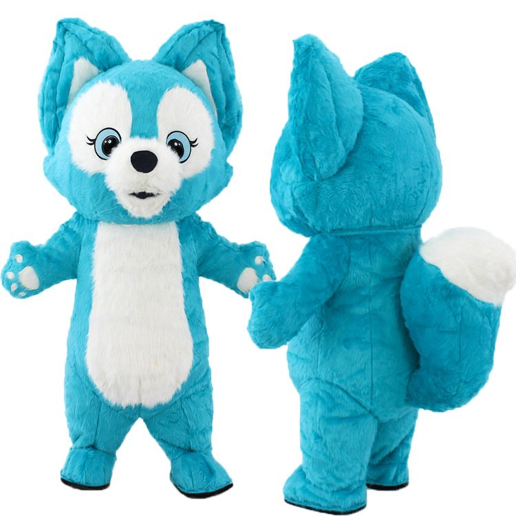CE Certified Blue Fox Walking Doll Dress Inflatable Mascot Costume