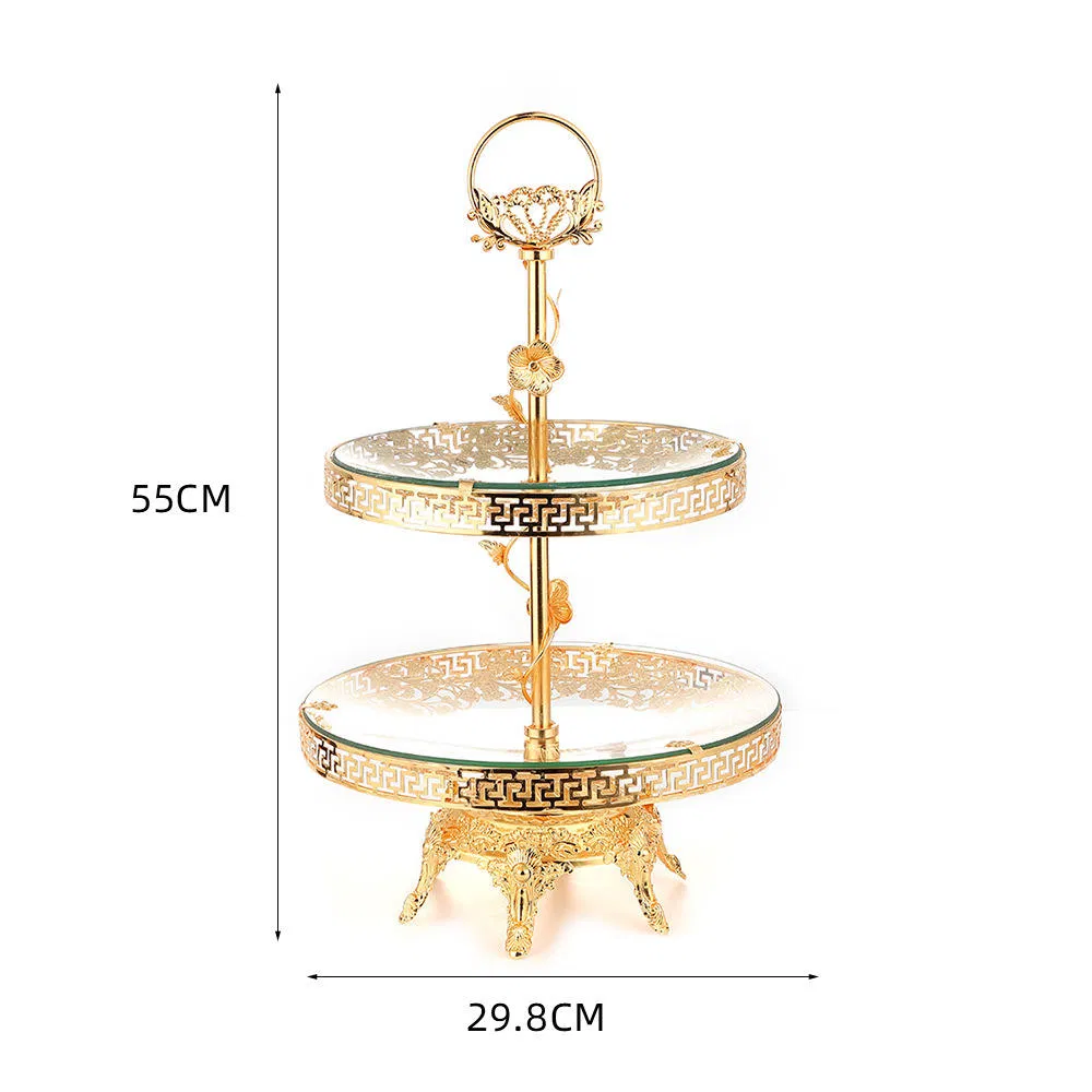 Golden Nordic Fruit Storage Double Layered for Home Living Room Tray