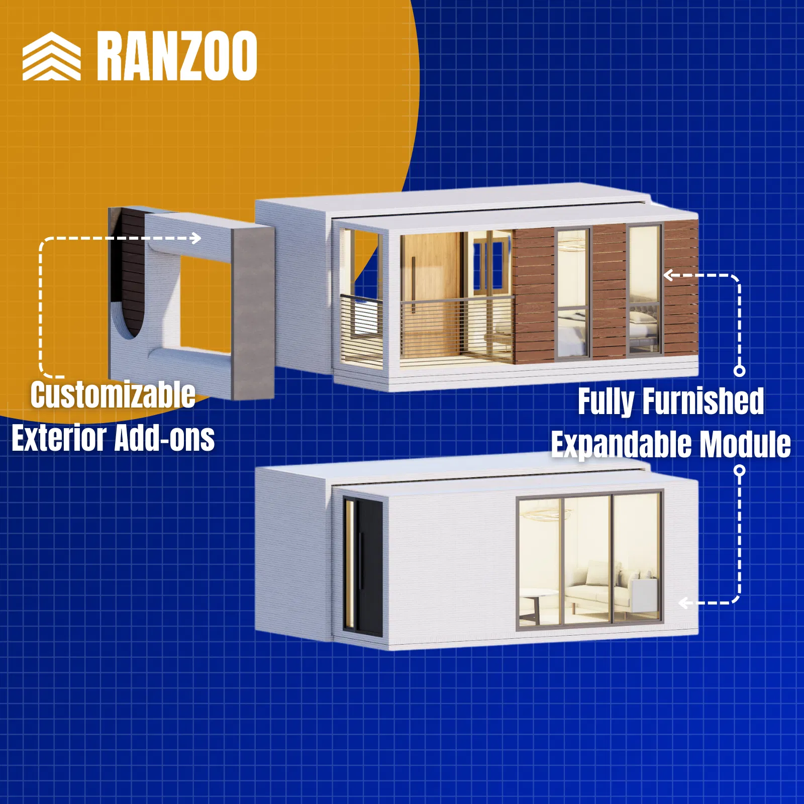 Ranzoo Compact movable Prefab mobile modular tiny Home with Solar Power and Affordable Shipping
