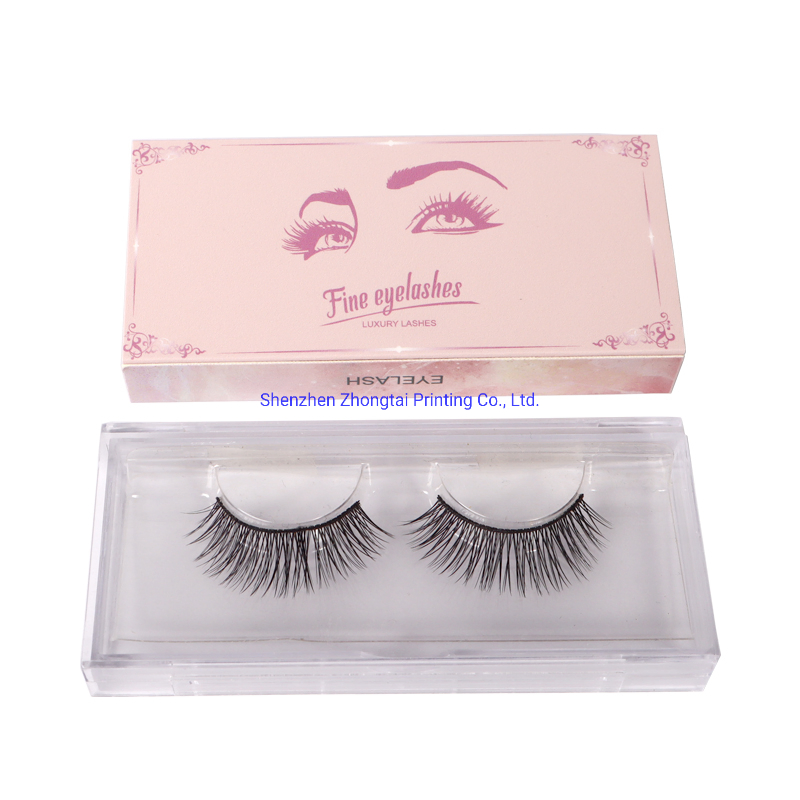 Glitter Unique Pink Paper Empty Custom Wig Eyelash Packaging Boxes