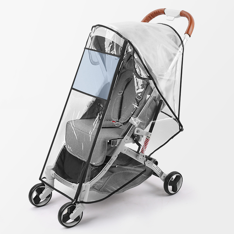 Universal Stroller Accessory Clear Weather Shield Windproof/Waterproof Baby Stroller Rain Cover Protect From Dust/Snow with Transparent Plastic Protective Sheet