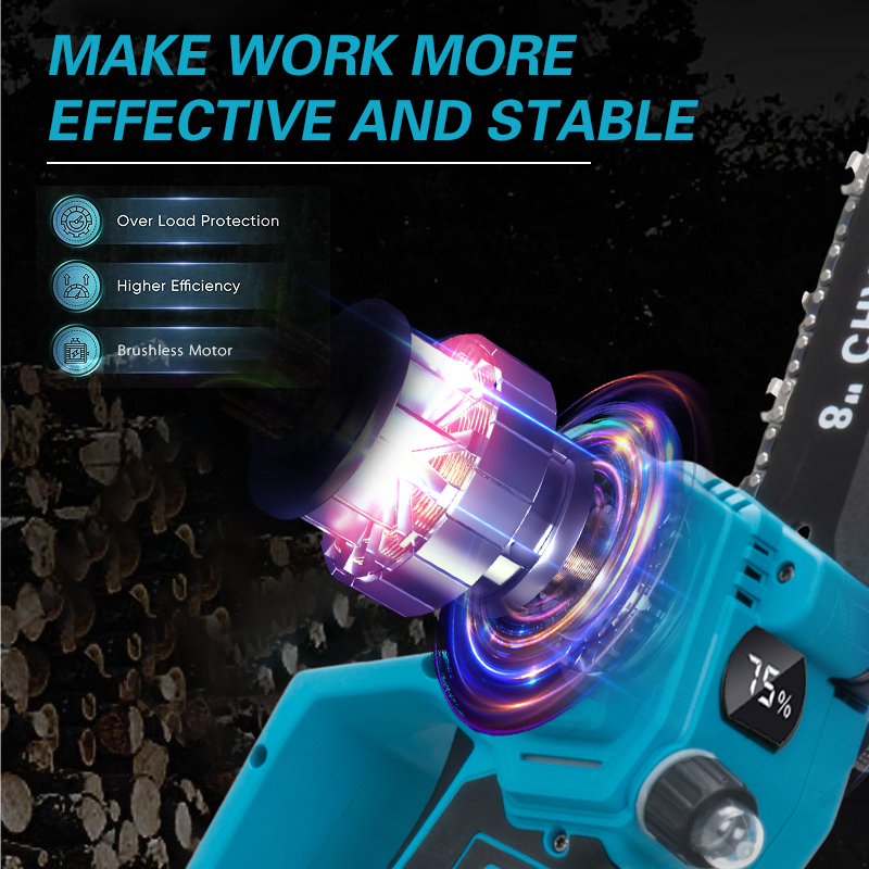Fast Cutting 8 Inch Mini Electric Chainsaw with Long Lasting Battery