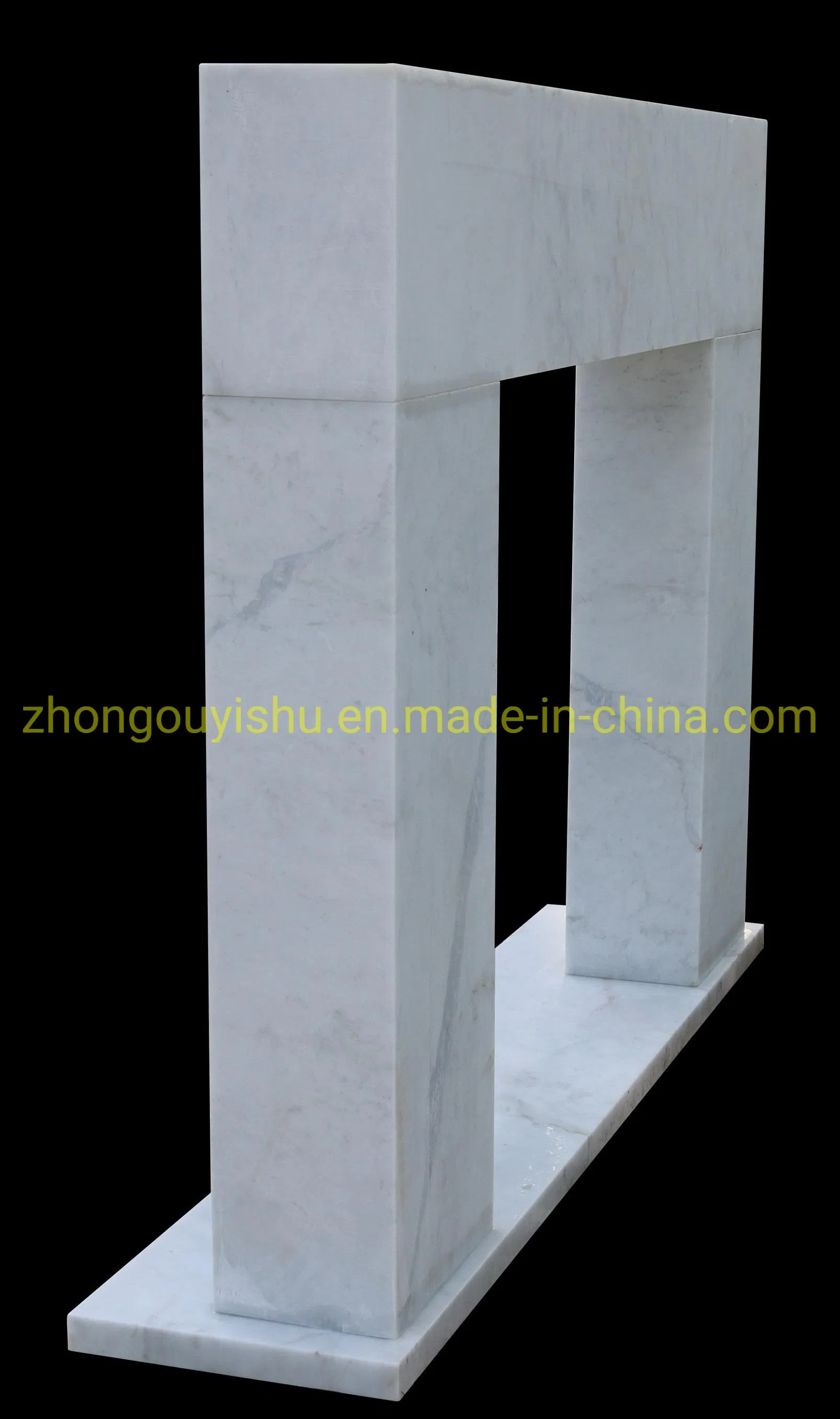 Custom-Made White Marble Mantel and Fireplace for Mondern Home Decoration