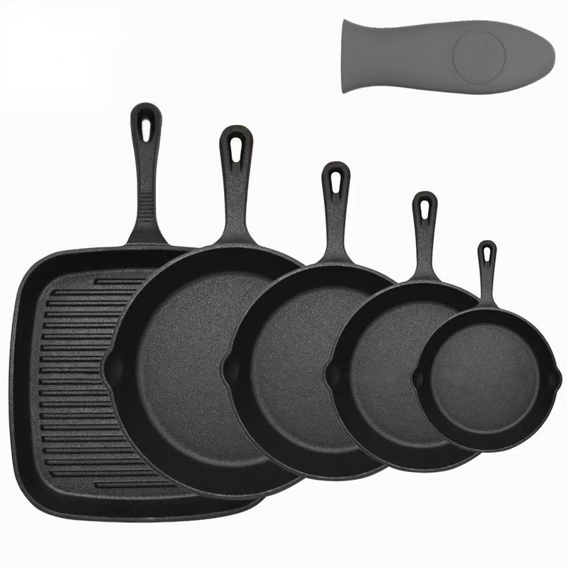 Kitchen Cooking Ware Cast Iron Thick Non-Stick Flat-Bottom Pan Set