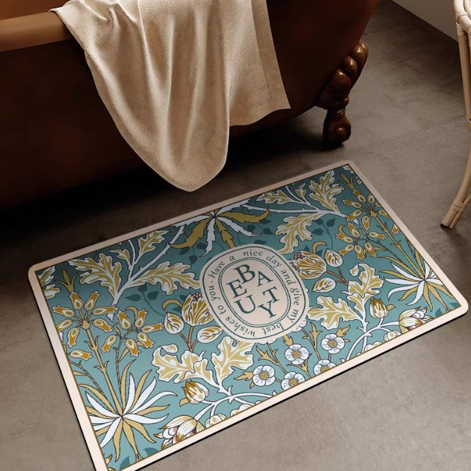 Custom Anti Slip Flower Pattern Bath Rug Water Absorbing Home Use Carpet