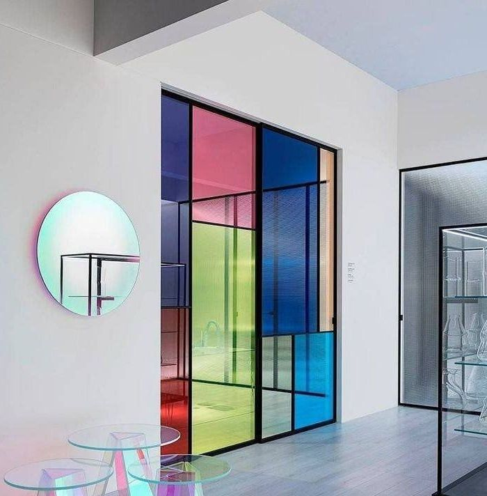 Sally Colorful Gradiant Laminated 4+4mm Tempered Glass Shower Door