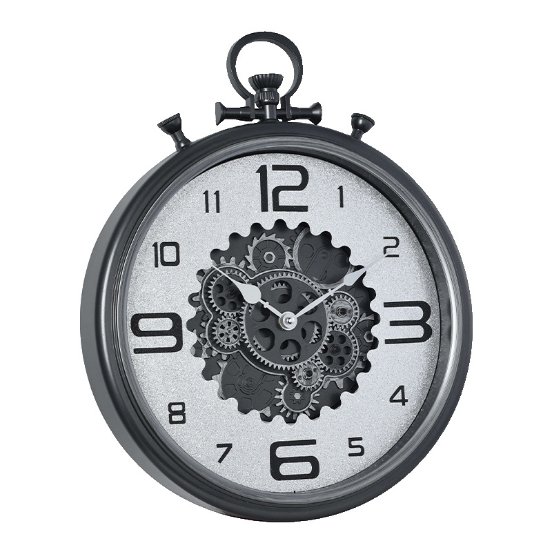 Hot 47cm Round Antique Vintage Gear Wall Clock with Quartz Silent Movement: