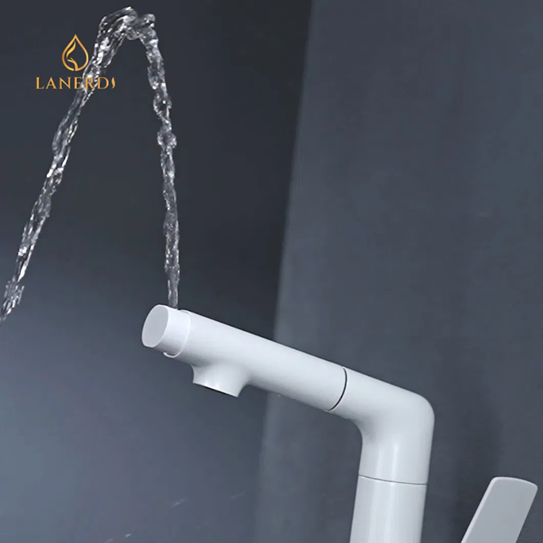 Смеситель для раковины белый вращающийся 360°