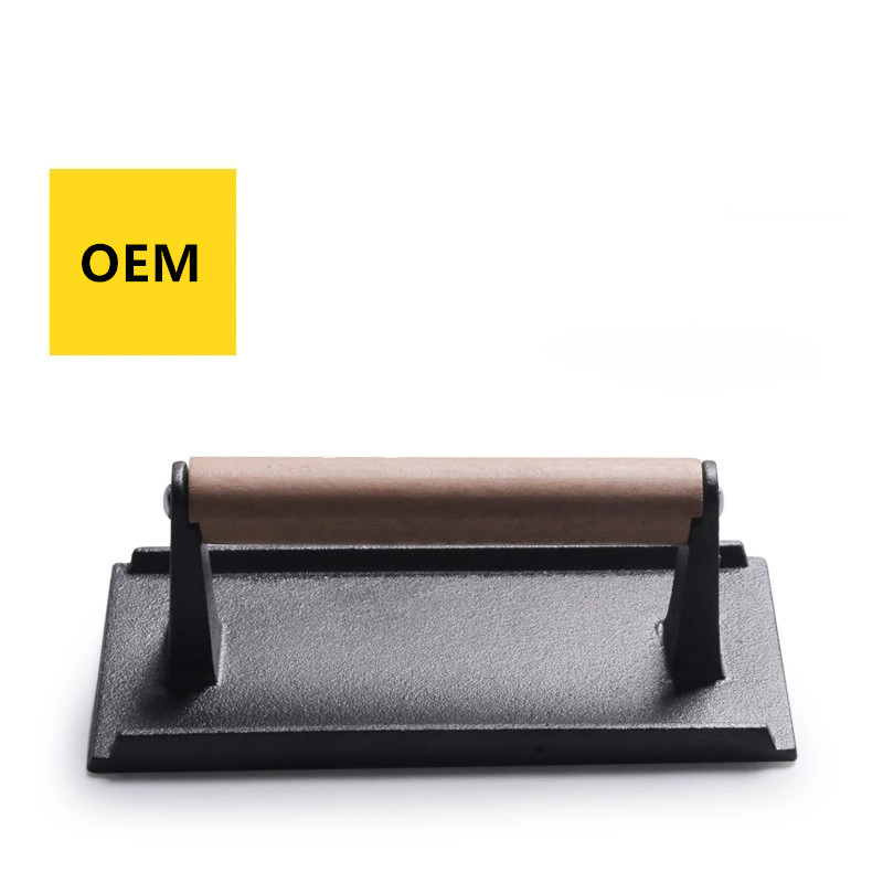 Cast Iron Burger Square Press Flat Grill Press
