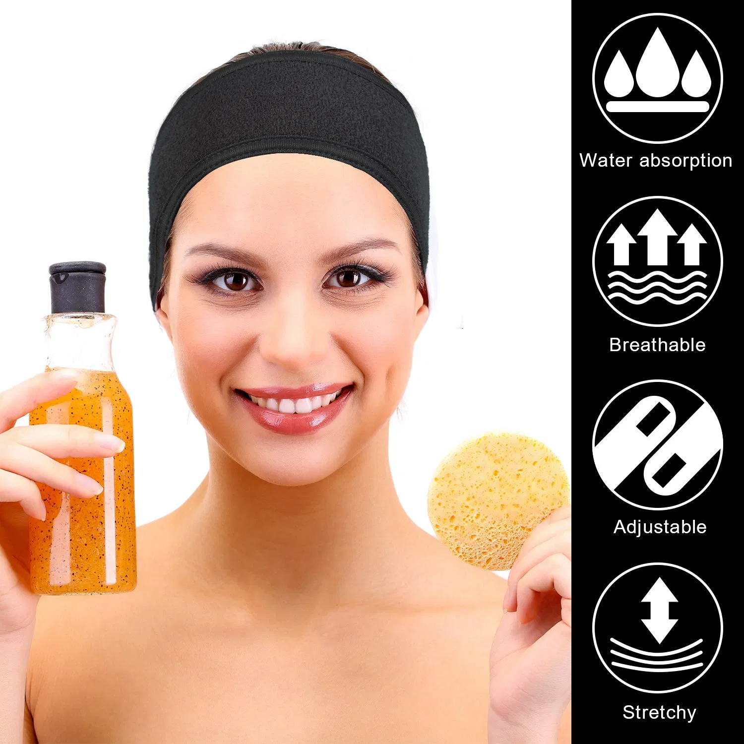3 PCS SPA Facial Headband Make up Wrap Head Terry Headband Adjustable Towel