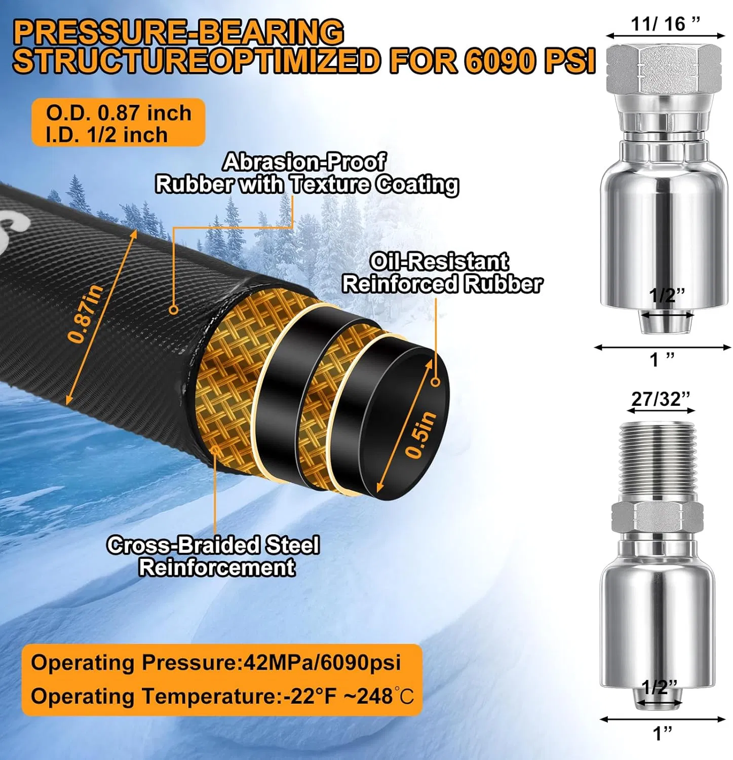 Гидравлический шланг высокого давления SAE 100 R2at 1/2" ORFS