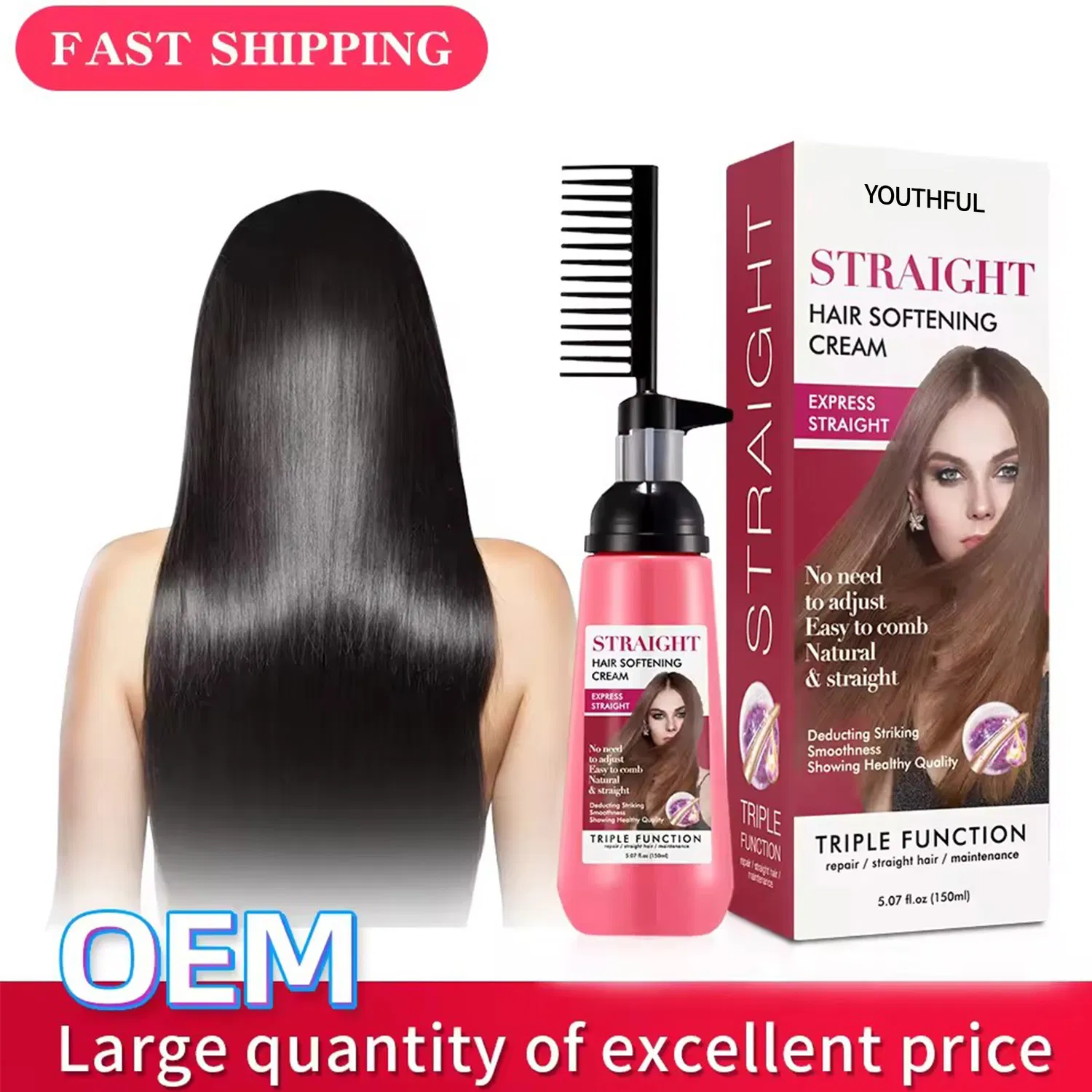 Private Label Easy Use Instant Hair Straightening Softening Cream