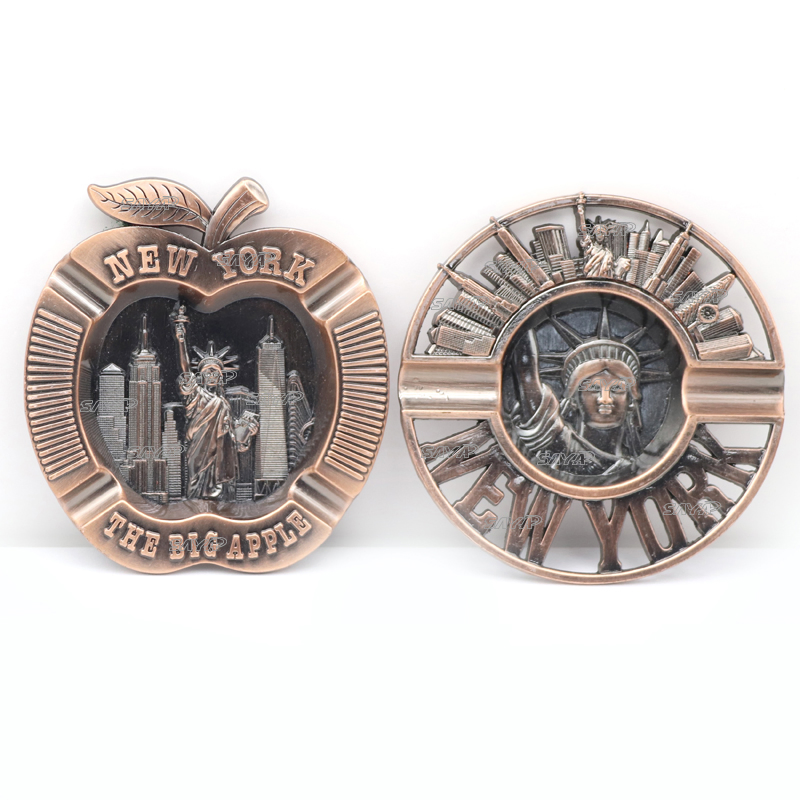 Wholesale Custom Logo Shape Antique Zinc Alloy 3D Metal Tourist Souvenir Cigar Pocket Ashtray