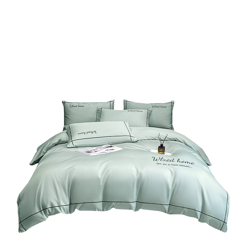 Plain Embroidered Supima Cotton Bedding Set Hotel Home Textile