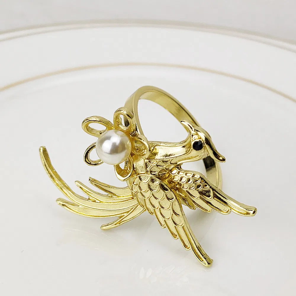 High Quality Phoenix-Shaped Pearl Decorative Crafts Napkin Rings