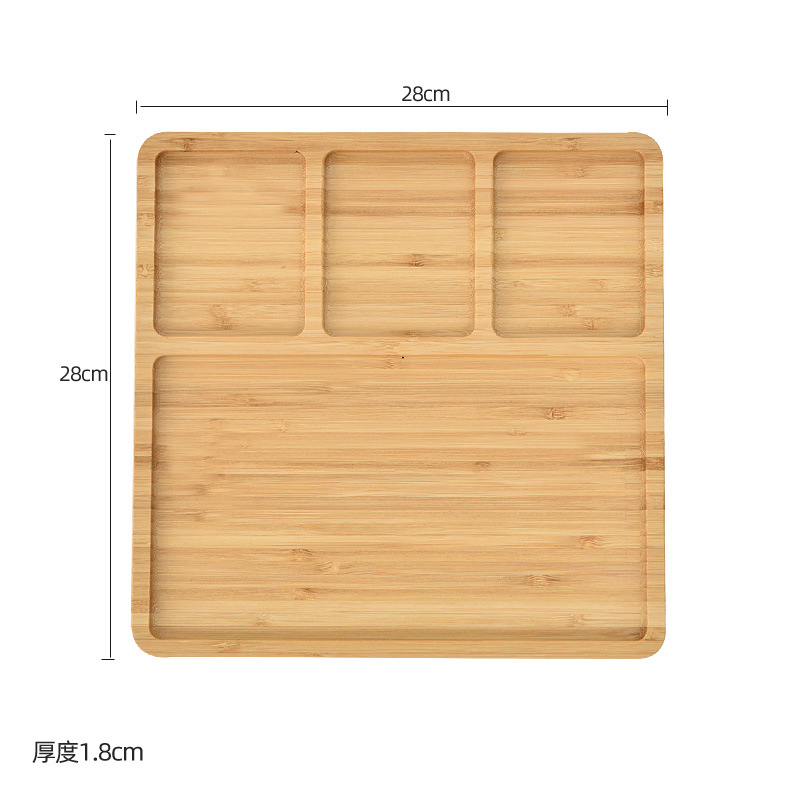 Bamboo Cartoon Serving Tray, Tea Fruit Pizza Bread Plate for Home