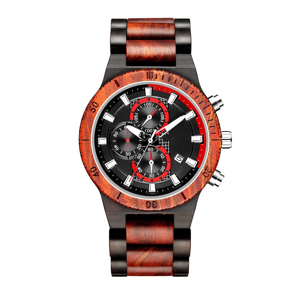 Best Selling Solid Wooden Watch Men's Multifunctional Sports Wooden Watch