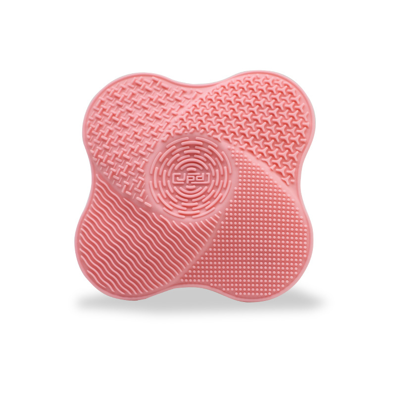 Customized Color Flower Shape Portable Cosmetics Scrubber Board Silicon Makeup Cleaning Brush Cleaner Mat Make up Washing Pad
