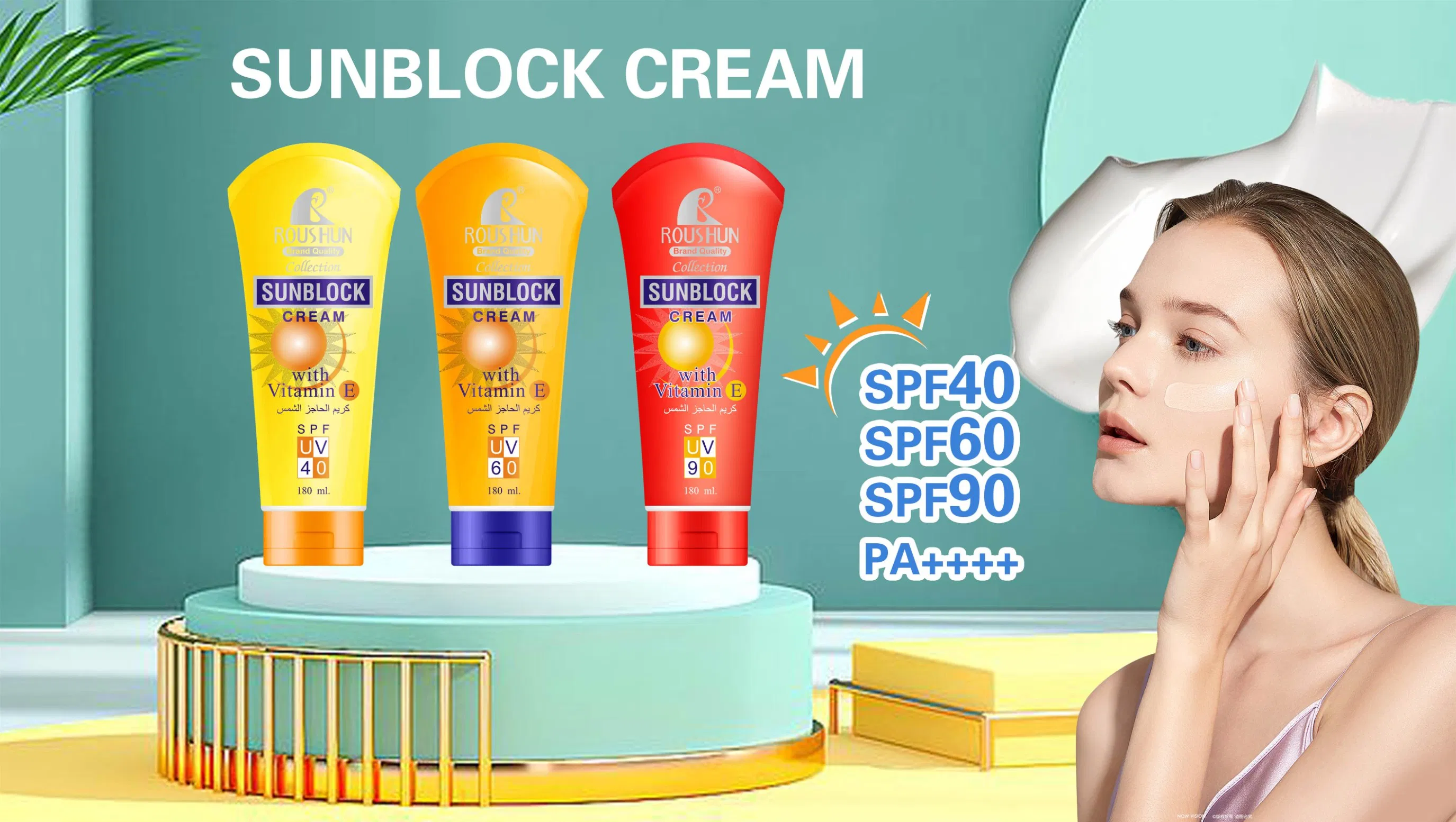 Roushun Sunblock Cream with Vitamin E SPF 60 Moisturizing Sunscreen Black