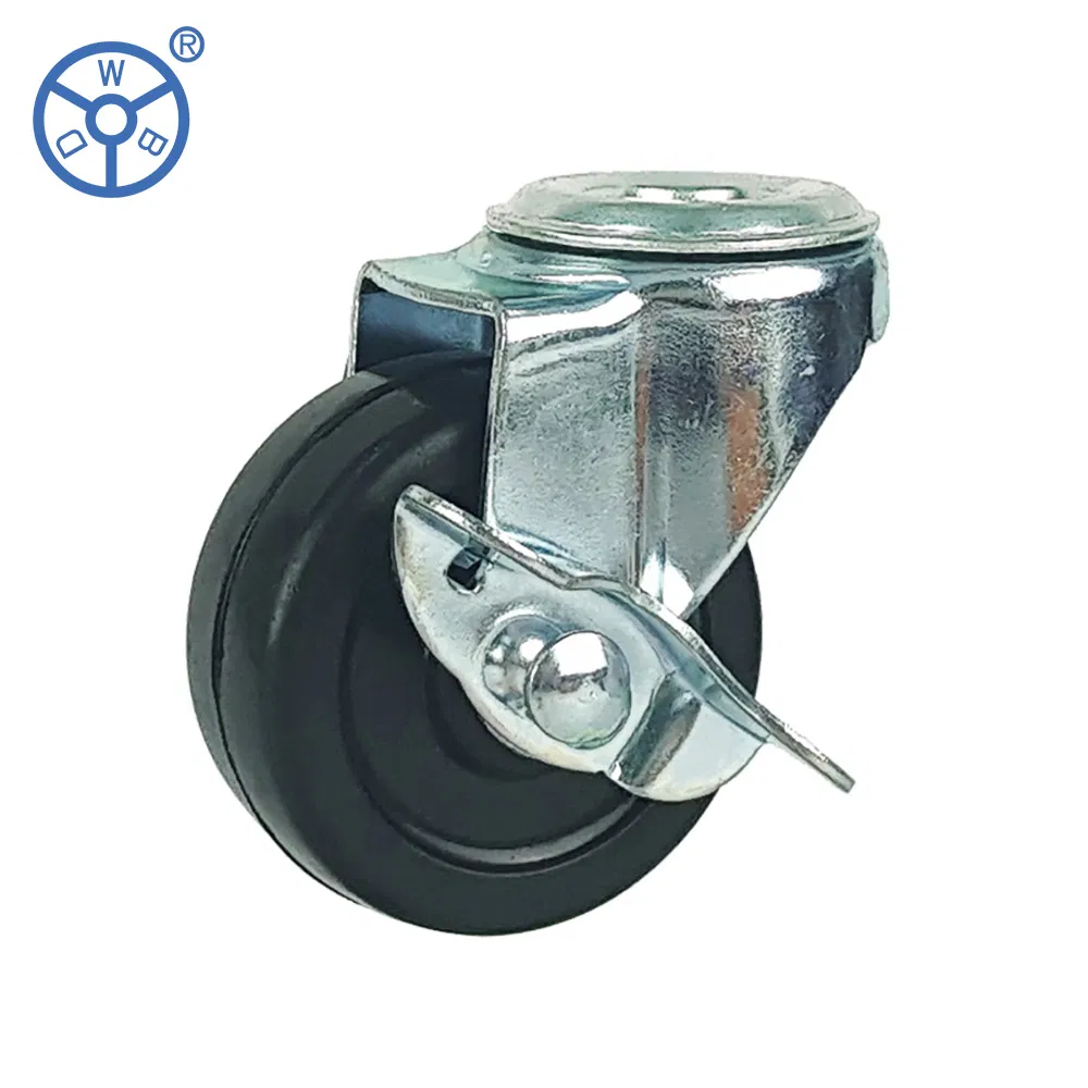 Side Mounting Light Duty Small Black Industrial Rubber Swivel Caster 2 Inch Castor Trolley Wheel