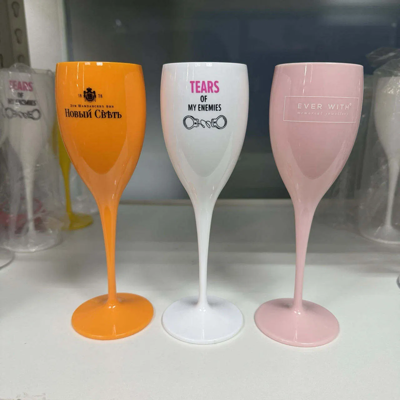 Custom Logo 170ml 480ml Unbreakable Champagne Flutes Plastic Wine Glasses Champagne Glass Party Wedding Food Grade Wine Glasses